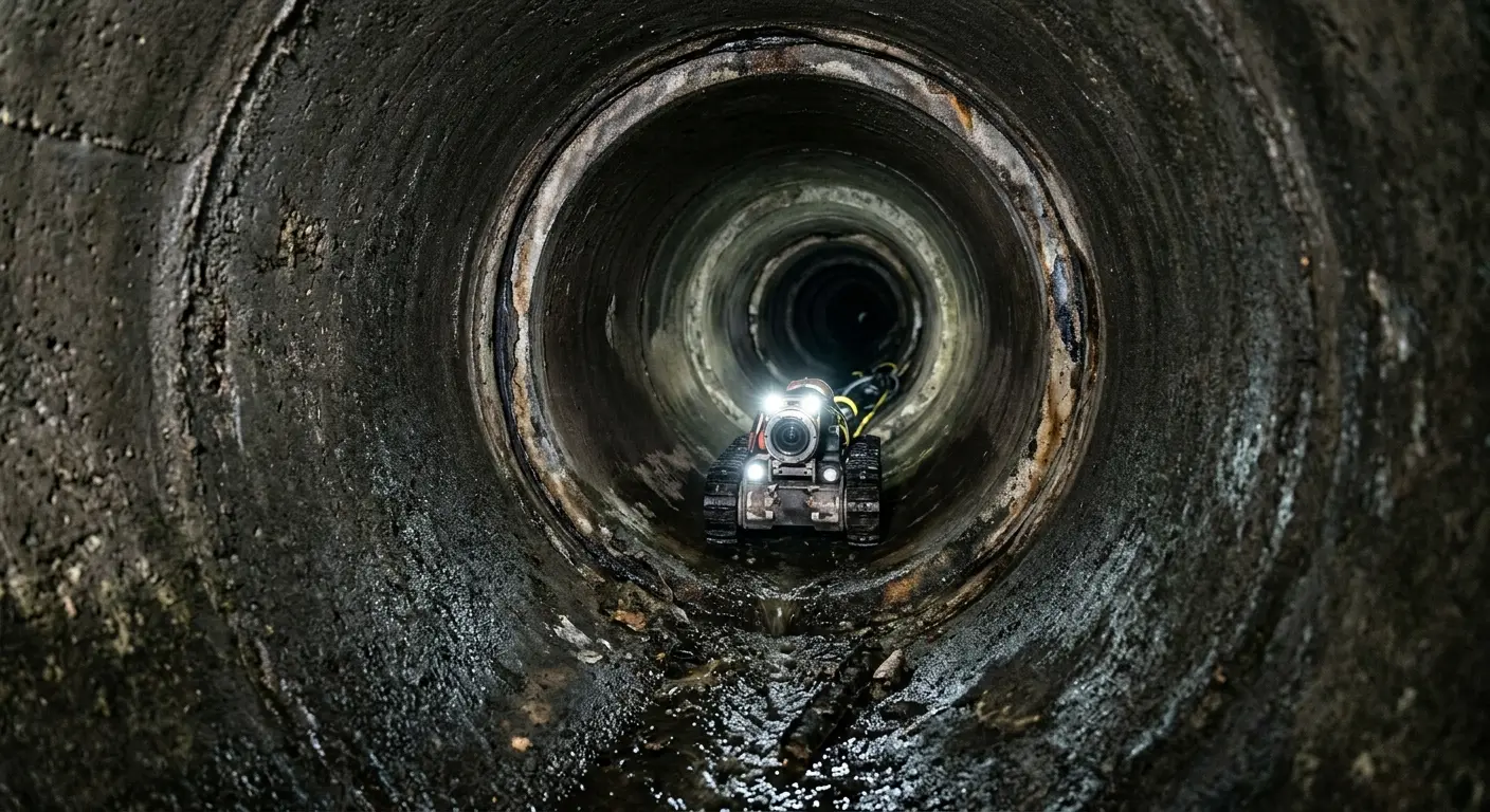 Robotic sewer camera inspecting pipe interior for Drain Snake Service in Vienna